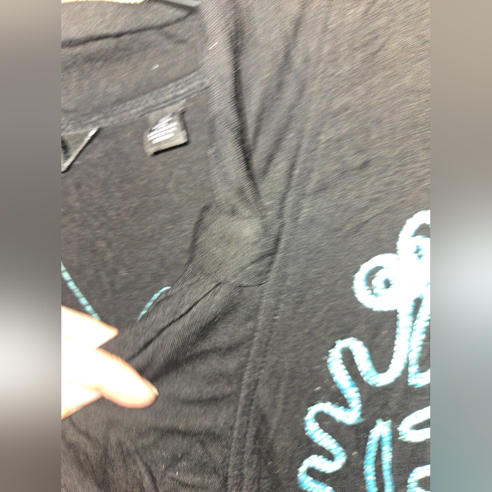 Women's Investments Petites Short Sleeve Black Teal Ric Rac Cardigan Type Top PS - Picture 3 of 13